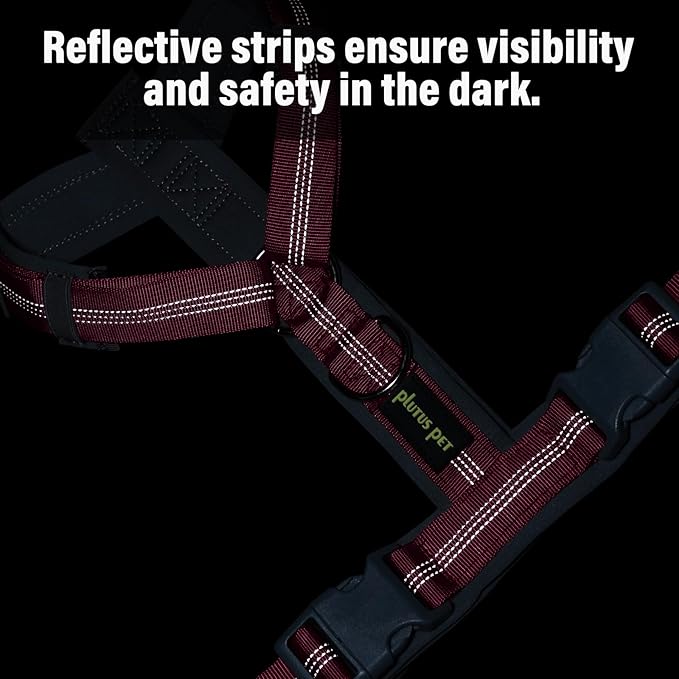 Plutus Pet No Pull Dog Harness, Adjustable Nylon Harness with Soft Padding, Reflective and Heavy Duty Dog Harness for Small, Medium, Large Dogs(Hot Pink, L)