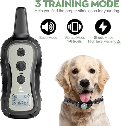 PATPET Dog Training Collar Shock Collar with Remote - 3 Training Modes, Beep, Vibration and Shock, Up to 1000 ft Remote Range, Rainproof for Small Medium Large Dogs