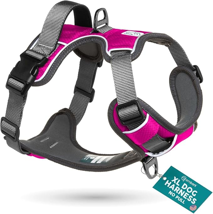 Embark Adventure XL Dog Harness – No-Pull, Reflective Trim, Military-Grade Nylon, Dual Leash Clips, Gel-Lined Handle for Extra Large Dogs