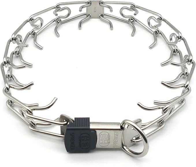 Herm Sprenger Stainless Steel Prong Dog Collar with ClicLock Buckle - for Small Medium Large Dogs – Ultra-Plus Training Pinch Collar with Quick Release - Made in Germany (23in (58cm) x 3.2mm)