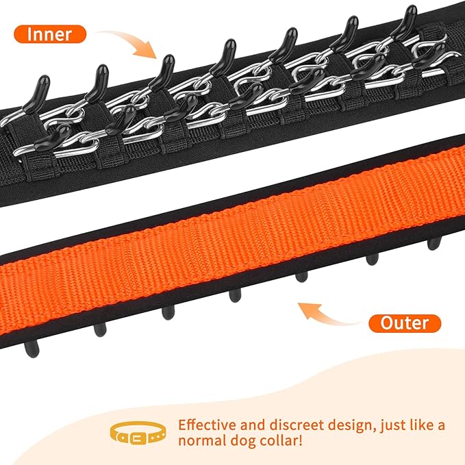 Mayerzon Martingale No Pull Collar for Medium Large Dogs, Patented Anti Pull Dog Collar with Buckle for Walking Training, with Neoprene Padding and Reflective Stitching, Adjustable(Sunset Orange, M)