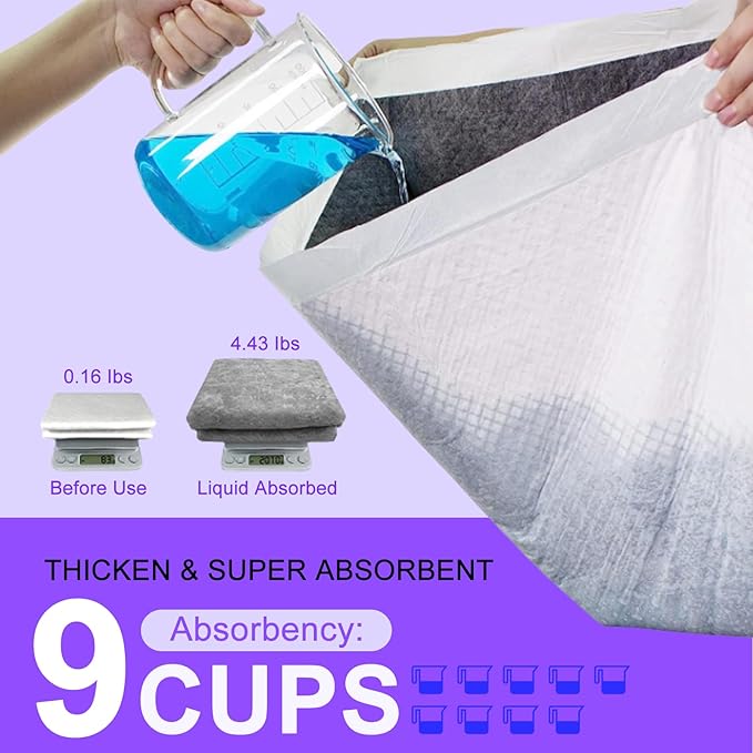 Boscute Lavender Scented Thicken 6 Layers Heavy Absorbent 30"x36" Pet Training Dog Pee Pads, Extra Large Polymer Leak-Proof Quick Dry Puppy Pee Pads, Disposable Pee Pads for Dogs Cats Rabbit 150Counts