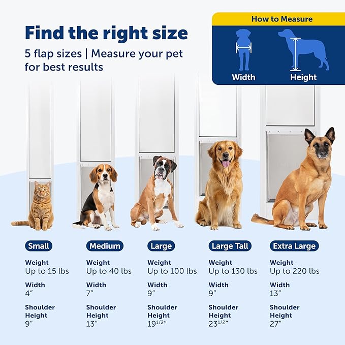 PetSafe Sliding Glass Pet Door - No-Cut DIY Install Doggy Door for Renters - Aluminum Frame - Adjustable Height 75 7/8" to 80 11/16" - Ideal for Medium Dogs Up to 40 lb - Black