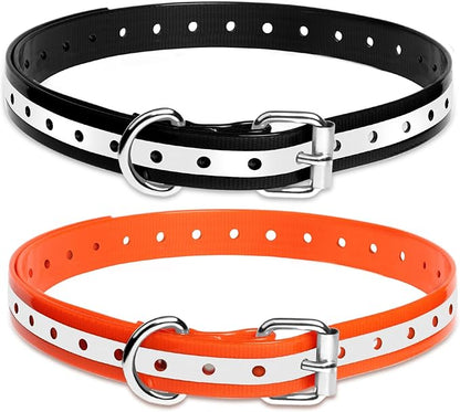 PaiPaitek Shock Collar Replacement Strap for Most of Training Collar, 3/4 Inch Dog Collar Replacement for Wireless Fence and Bark, Adjustable Waterproof TPU Collar Strap - 2 Pack for Training, Walking