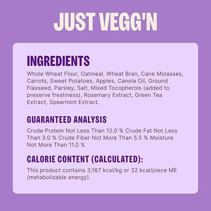 Wellness Old Mother Hubbard Classic Just Vegg'n Dog Biscuits, Natural Training Treats, Sweet Potato, Oats, Apple and Carrot Flavor, Small Size, 3.3 lb Bag