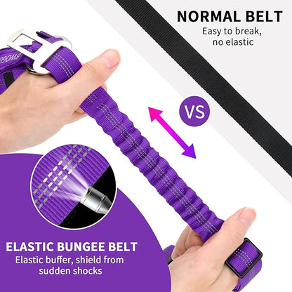 BWOGUE 2 Piece Dog Seat Belt for Car with Elastic Bungee Buffer Safety Seatbelt Car Headrest Restraint Wear Adjustable Metal Buckle Harness in Vehicle Travel for Pet
