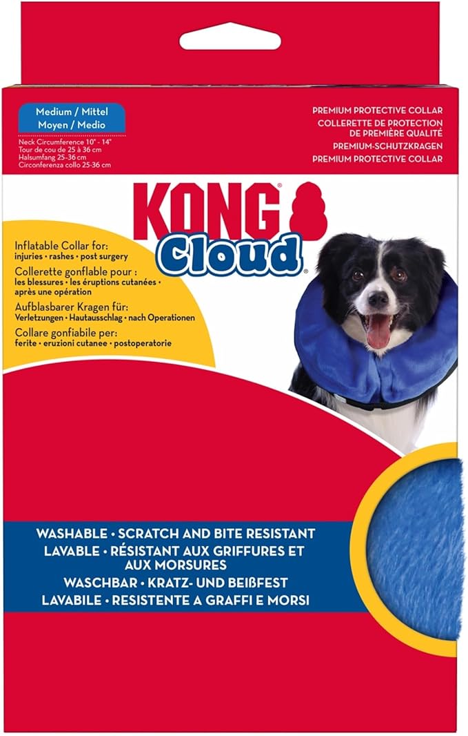 KONG - Cloud Collar - Plush, Inflatable E-Collar - For Injuries, Rashes and Post Surgery Recovery - For Medium Dogs/Cats