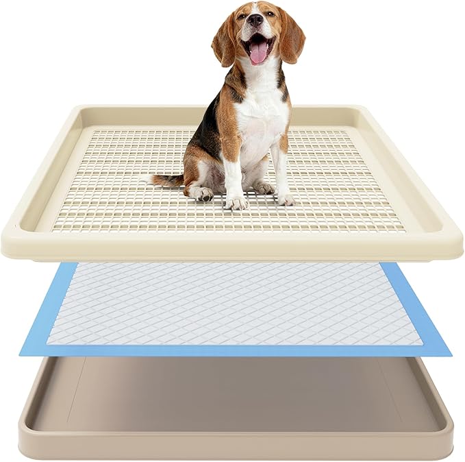 Dog Pee Pad Holder for Small and Medium Dogs, Two-Layer Mesh Dog Potty Tray, Indoor Puppy Pad Holder for Potty Training, Gentle on Paws, Easy-Clean Leak-Resistant Fits 22 × 22 Inches Pee Pads