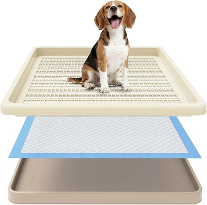 Dog Pee Pad Holder for Small and Medium Dogs, Two-Layer Mesh Dog Potty Tray, Indoor Puppy Pad Holder for Potty Training, Gentle on Paws, Easy-Clean Leak-Resistant Fits 22 × 22 Inches Pee Pads