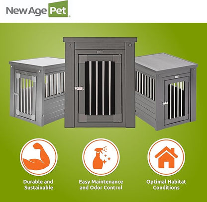 New Age Pet ecoFLEX Pet Crate/End Table, Small, Grey, Model:EHHC405S