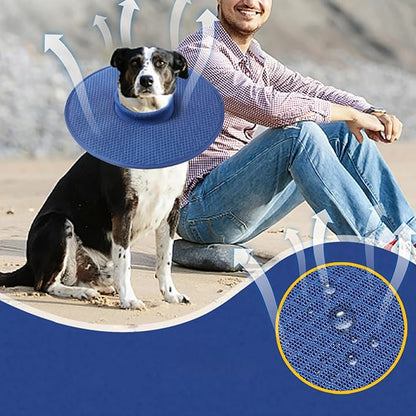 Dog Cone Collar, Multipurpose Breathable Mesh Comfortable Dog Recovery Elizabeth Collar, Soft Cone Collar Dog Neck Donut Cone Collar for Large Medium Small Dogs Cats Dark Blue(XL)