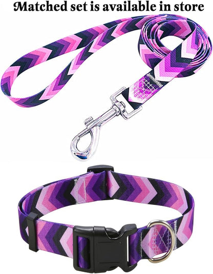 Mihqy Dog Collar with Bohemia Floral Tribal Geometric Patterns - Soft Ethnic Style Collar Adjustable for Small Medium Large Dogs(Purple Arrow,M)