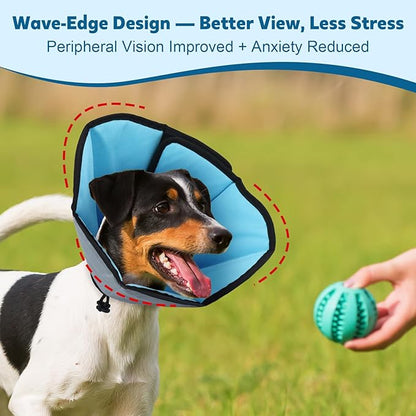 Soft Dog Cone Collar After Surgery: Long Alternative Comfortable Comfy Fabric Recovery Shame Elizabethan Stop Licking Small Medium Large Dogs (Blue, 2XL)