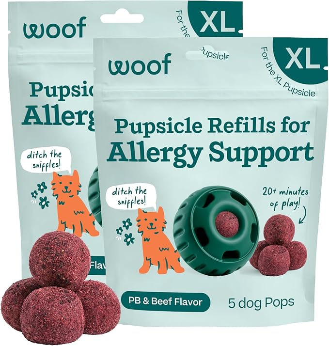 WOOF Pupsicle Refill Pops for Allergy Support for Dogs - Allergy Dog Treats for the Pupsicle Toy to Support Your Dog’s Natural Immune Defenses - Extra Large Pops - 5 Count - 2 Pack