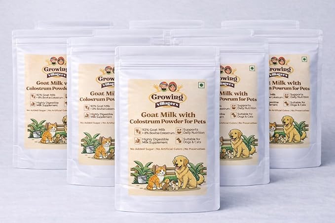 Goat Milk with Colostrum Powder for Dogs & Cats, 10 Pack (10 × 500 g / 17.6 oz Each) | 92% Goat Milk + 8% Bovine Colostrum | Highly Digestible Pet Milk Supplement | No Added Sugar