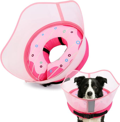 Soft Dog Cone Collar, Inflatable Cones Alternative After Surgery with Anti-Lick Shield, for Large/Medium/Small Dogs to Stop Licking, Elizabethan Neck Ecollars of Shame, Comfy Pillow Recovery E