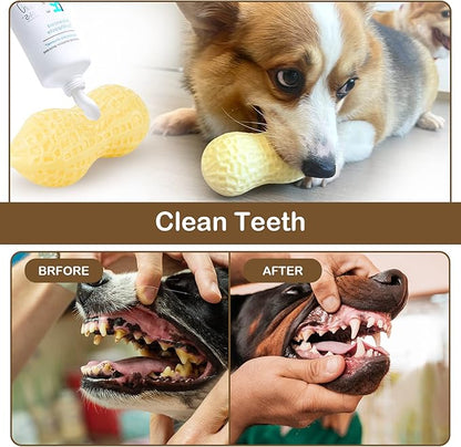 Squeaky Dog Toys Interactive, 2 PCS Peanut Shape Dog Toys Teeth-Cleaning Squeak Dog Chew Toy, Durable for Medium Dogs, Large & Small Breeds - Puppy Teething Chew Dog Toy