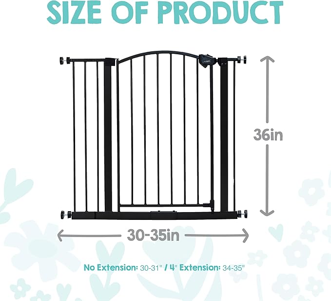 Regalo 36" Extra Tall Home Accent Arch Baby Gate for Doorways & Bottom of Stairs, Pressure Mount for Babies, Toddlers & Pets, Ages 6-24 Months, Tested & Safe, White