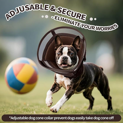 Allroaring Dog Cone, Comfy Extra Large Cone for Dogs After Surgery, Adjustable Soft Dog Cones to Prevent Licking Wounds, Pet Elizabethan Collar for Large Dogs, Brown XL