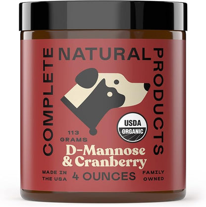 Complete Natural Products Organic D-Mannose & Cranberry Powder for Pets - 4oz - Pure D-Mannose & Cranberry