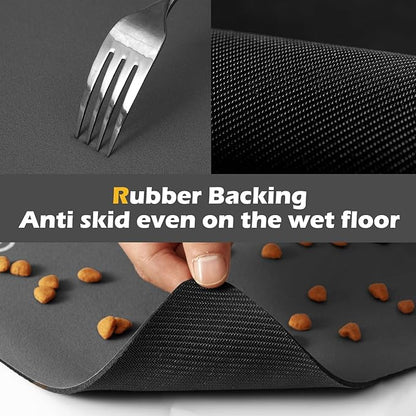 Pet Feeding Mat-Absorbent Dog Mat for Food and Water Bowl-Accessories Pet Supplies- Bowl for Messy Drinkers-No Stains Quick Dry Dog Water Dispenser Mat (12"x19", Dark Grey)