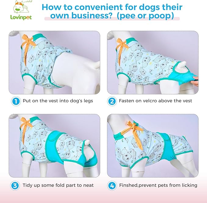 LovinPet Large Dog Recovery Suit: Spay Suit for Female & Male Dogs, Anti-Licking Protection, Full Body Coverage, Anti-Shedding