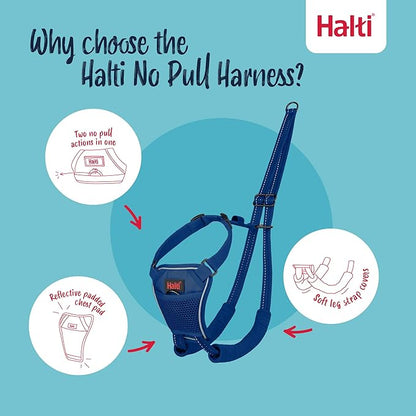 Halti No Pull Harness - Stop Your Dog Pulling on The Leash. Adjustable, Lightweight and Easy to Use. Reflective Dog Training Harness for Small Dogs (Size S, Cobalt Blue)