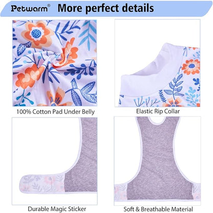 PetWarm Dog Surgery Recovery Suit Male Neuter, Onesies for Dogs, Surgery Suit for Dogs Professional Dog Abdominal Wounds Bandages Female Male, Flower Pattern, Orange, XL