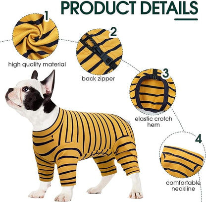 Kuoser Recovery Suit for Medium Dogs After Surgery, Long Sleeve Dog Surgery Recovery Suit, Dog Onesie for Abdominal Wounds Skin Disease, Yellow M