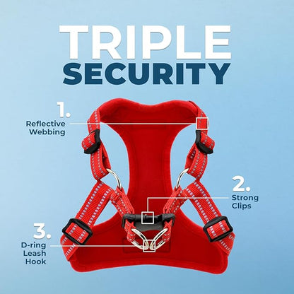 Best Pet Supplies Voyager Adjustable Step-in Flex Breathable Mesh Dog Harness for Small Medium Large Dogs (Red), XL