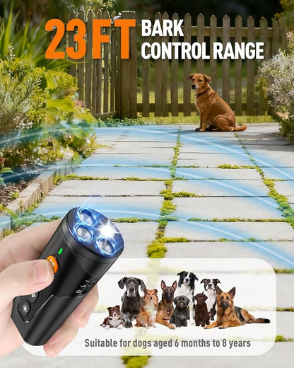 Dog Bark Deterrent Devices, 3X Ultrasonic Anti Barking Device for Dogs, 4 Modes with 3 Emitters and LED Light to Stop Neighbors Dog from Barking, Safe Use Dog Barking Silencer for Indoor Outdoor