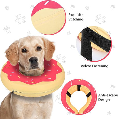 MIDOG Inflatable Dog Cone Alternative for After Surgery - Soft Protective Donut Collar Prevents Licking & Allows Eating, Comfortable Recovery E-Collar Alternative for Small Medium Large Dogs (Red,M+)