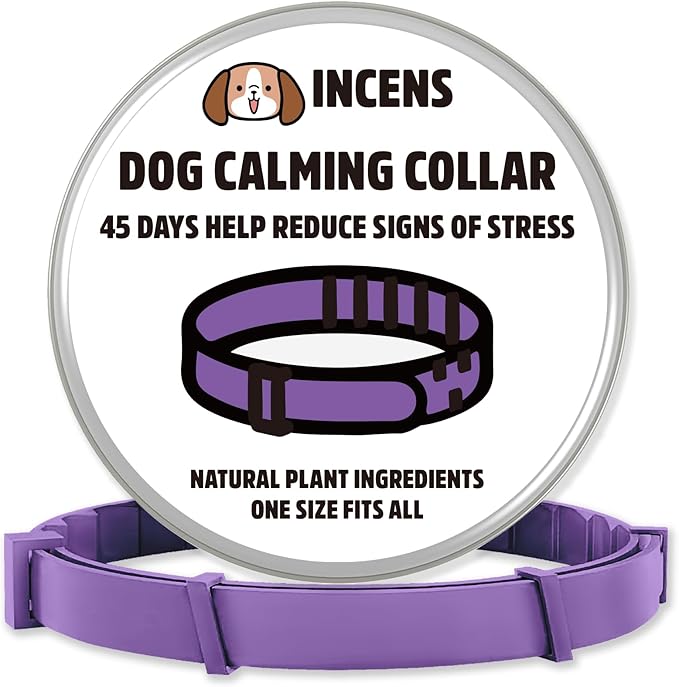 Calming Collar for Dogs, Designed to Alleviate Anxiety in Dogs, is Adjustable and Lasts for 45 Days. It is Suitable for Small and Large Dogs, and Comes in Purple - 1 Pcs