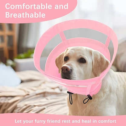 ASENKU Dog Cone Collar, Soft Adjustable Cone for Dogs to Stop Licking, Lightweight Recovery Dog Cone After Surgery, Pet E-Collar for Small, Medium & Large Dogs (Pink, M)