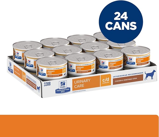 Hill's Prescription Diet c/d Multicare Urinary Care Wet Dog Food, Chicken & Vegetable Stew, 5.5 oz. Cans, 24-Pack