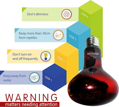 Infrared Heat Lamp Bulbs 100W 2 Pack,Red Basking Spot Light Bulb Reptile Heating lamp for Bearded Dragon,Turtle,Snake,Leopard Gecko,Chicked with Digital Temperature Thermometer