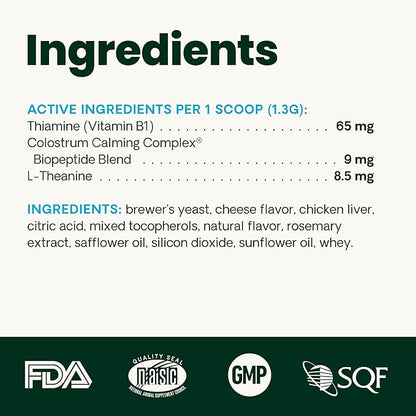 VetriScience Calm & Confident Powder, Composure Calming and Anxiety Supplement for Cats, Reduce Stress and Fear, Ideal for Travel, Vet, Grooming and Routine Changes, Cheese & Chicken Flavor, 60 Scoops
