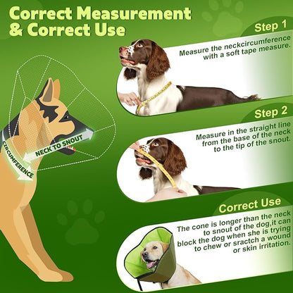 Soft Dog Cone After Surgery: Comfortable Dog Cones Collar for Stop Licking Biting - Adjustable Elizabethan Collar for Dogs fit for Small Medium Large Dogs (Green, L)