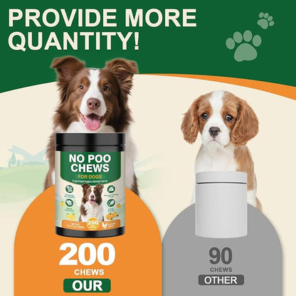 200 Chew No Poo Chews for Dogs-Coprophagia Stool Eating Deterrent-Stop Eating Poop for Canine- Dogs Poop Eat Deterrent Supplement with Probiotics&Digestive Enzymes Breath Aid Support-Chicken