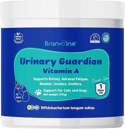 Urinary Guardian for Dogs and Cats - Supports Kidney, Adrenal Fatigue, Bladder, Urethers, Urethra, Vegan Bacon Flavor (117g) (Vitamin A)