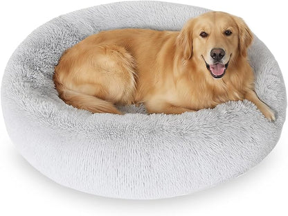 JOLLYVOGUE Dog Beds Large Sized Dog, 36 inches Calming Soft Anti-Anxiety Donut Dogs Bed, Washable Round Fluffy Cushion for Large Pets, Fits up to 80 lbs Pets