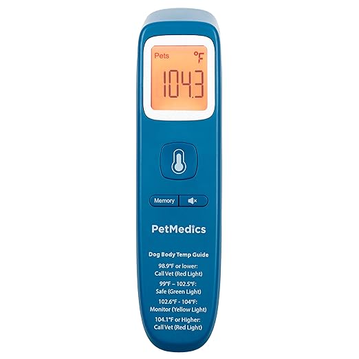 PetMedics by iHome Cat & Dog Thermometer for Pets Ear or Belly No Contact Scan - Large Number Digital Lit Display - Batteries Included - Canine and Pet Fever Detection