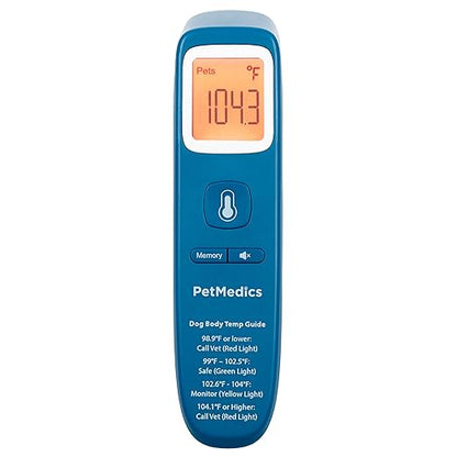 PetMedics by iHome Cat & Dog Thermometer for Pets Ear or Belly No Contact Scan - Large Number Digital Lit Display - Batteries Included - Canine and Pet Fever Detection