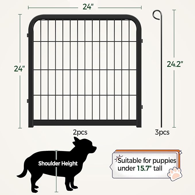 Yaheetech Dog Playpen, 24 inch 2 Panels Dog Pen for Indoor Heavy Duty Puppy Exercise Pen Metal Pet Fence for RV Camping/Yard/Garden