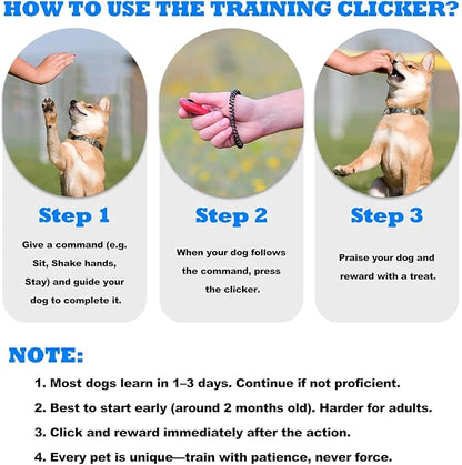 Dog Clicker for Training with Wrist Strap, Training Clicker for Puppy, Cat, Potty, Bird, Horse, Pet, Dog Clicker Trainer Training Tools, Behavior Aids, 2 Pack Black and White