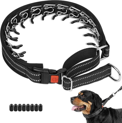 Crazy Felix No Pull Martingale Collar for Large Medium Small Dog Pitbull German Shepherd Doberman, Dog Collar Anti Pull with Buckle for Training Walking (Black, L-Neck 17-19.25", 1.5" Wide)