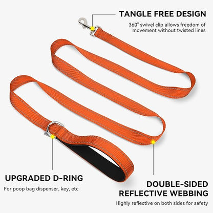 Joytale Dog Leash, 5 FT Double-Sided Reflective, Padded Handle Nylon Heavy Duty Leashes for Small Dogs Walking, Orange