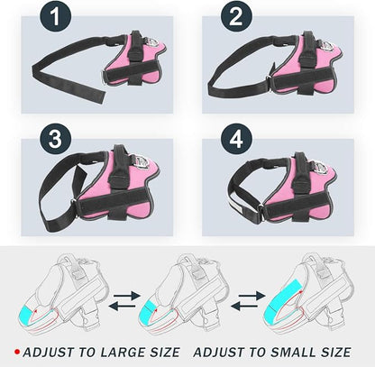 Bolux Dog Harness, No-Pull Reflective Dog Vest, Breathable Adjustable Pet Harness with Handle for Outdoor Walking - No More Pulling, Tugging or Choking (Pink, XS)