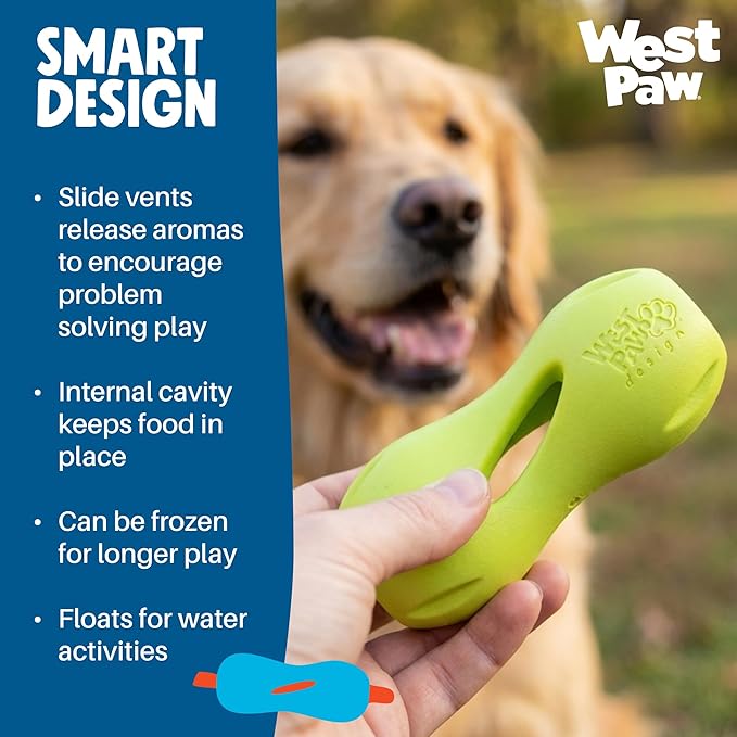 WEST PAW Qwizl Durable Zogoflex Dog Puzzle Toy for Mental Stimulation, and Enrichment - Treat Dispensing for Bully Sticks and Dental Sticks - Dishwasher Safe - Made in USA - Small - Cardinal