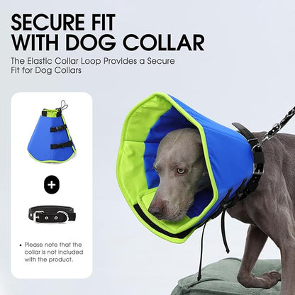 SUNFURA Dog Cones for Medium Dogs, Soft Cone for Dogs to Stop Licking, Comfy Dog Cone with Elastic Collar Loop, Recovery E-Collar Alternative for Wound Healing After Surgery, Blue M
